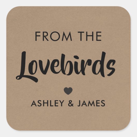 Van het Lovebirds Label, Bird Seed Label, Kraft Vierkante Sticker (Voorkant)