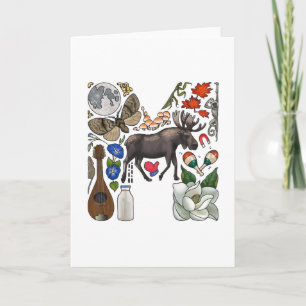 Van het monogram "M" de notakaart Notitiekaartje