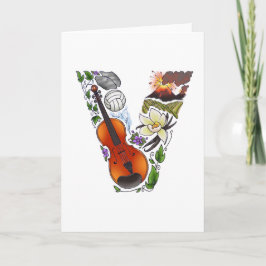 Van het monogram "V" de notakaart Notitiekaartje