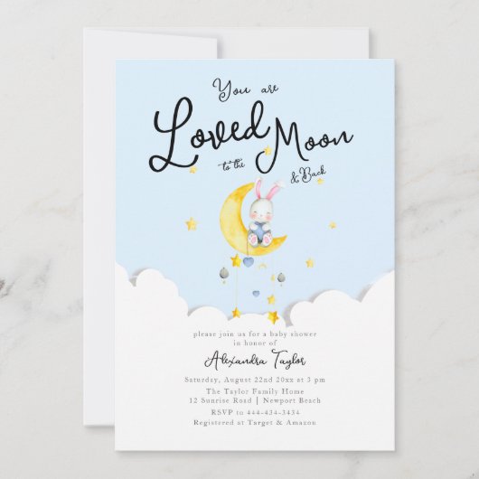 Van het Moon Rabbit Heart Boy Baby shower Kaart (Voorkant)