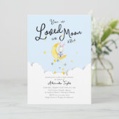 Van het Moon Rabbit Heart Boy Baby shower Kaart (Staand voorkant)