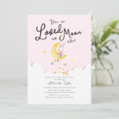 Van het Moon Rabbit Heart Girl Baby shower Kaart (Staand voorkant)