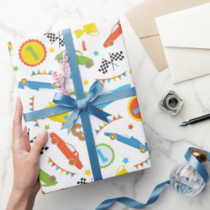 Van het patroonjongens van de Raceauto van de pret Cadeaupapier