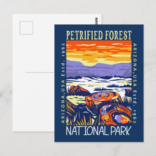  van het Petrified Forest National Park Briefkaart (Voorkant / Achterkant)