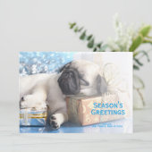 Van het puppypug en Kerstmis van de slaap giften Feestdagenkaart (Staand voorkant)