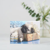 Van het puppypug en Kerstmis van de slaap giften Feestdagenkaart (Staand voorkant)