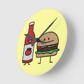 Van het snelle voedselvrienden van de hamburger en ronde klok (Hoek)