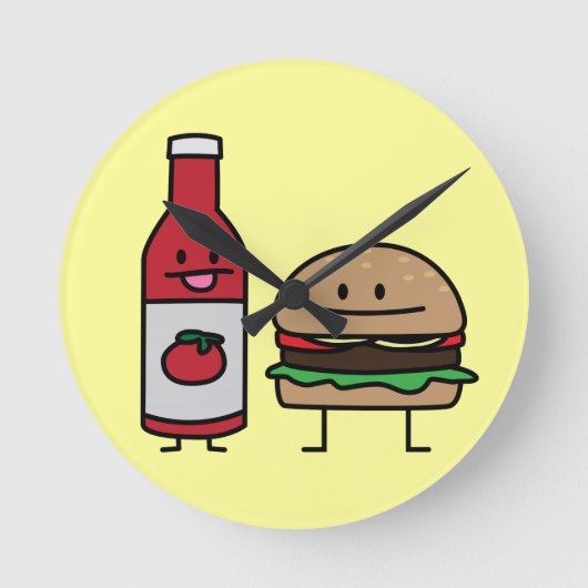 Van het snelle voedselvrienden van de hamburger en ronde klok (Voorkant)