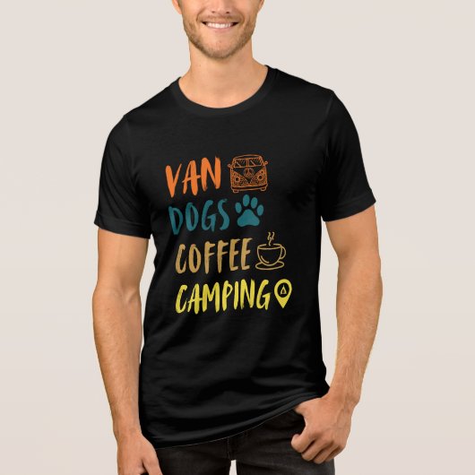 Van, Honden, Koffie, Camping Grappig Schattige T-s Tri-Blend Shirt (Voorkant)