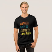 Van, Honden, Koffie, Camping Grappig Schattige T-s Tri-Blend Shirt (Voorkant volledig)