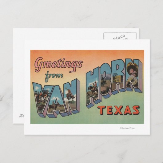 Van Horn, Texas - Grote letterscènes Briefkaart (Voorkant / Achterkant)