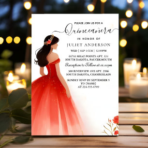 Van Hot Roze Kroon Tiara Zwart Kant Rode Quinceane Kaart