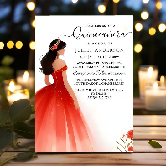 Van Hot Roze Kroon Tiara Zwart Kant Rode Quinceane Kaart