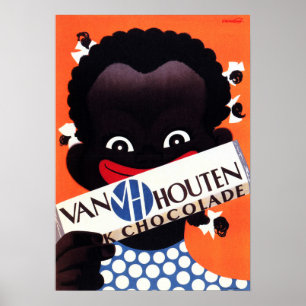 Van Houten Chocolates Drinken Vintage Art Deco Poster