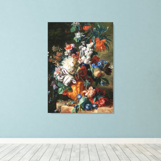 Van Huysum's Bouquet of Flowers canvas print (Insitu (Houten vloer))