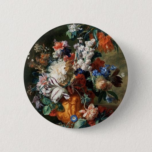 Van Huysum's Bouquet of Flowers Ronde Button 5,7 Cm (Voorkant)