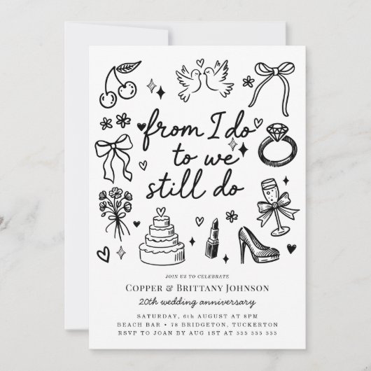 Van I Do naar We Still Do Wedding Jubileum Party Kaart (Voorkant)