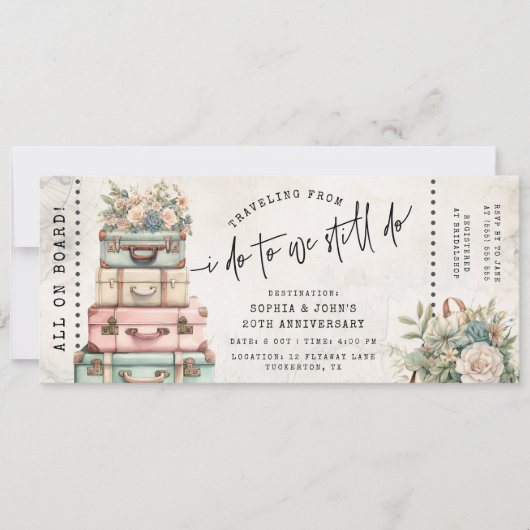 Van I Do tot Still Do Huwelijksjubileum Ticket Kaart (Voorkant)