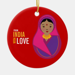 Van India met liefdesadoptie Keramisch Ornament