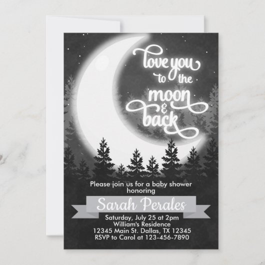 Van je houden bij de Moon en Back Uitnodiging (Voorkant)