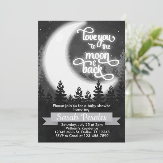 Van je houden bij de Moon en Back Uitnodiging (Staand voorkant)