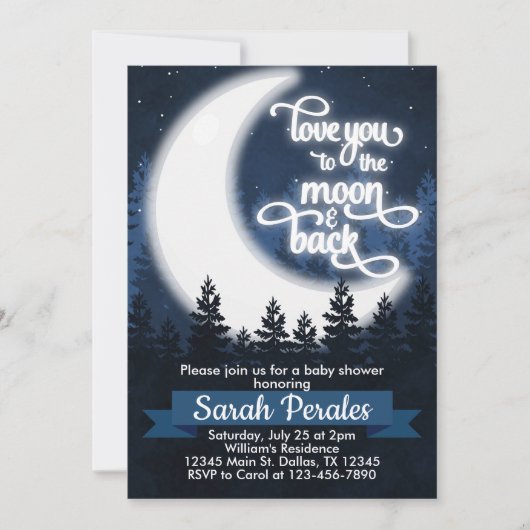 Van je houden bij de Moon en Back Uitnodiging (Voorkant)