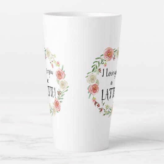 Van je houden een LATTE Waterverf Floral Wreated R Latte Mok (Voorkant)