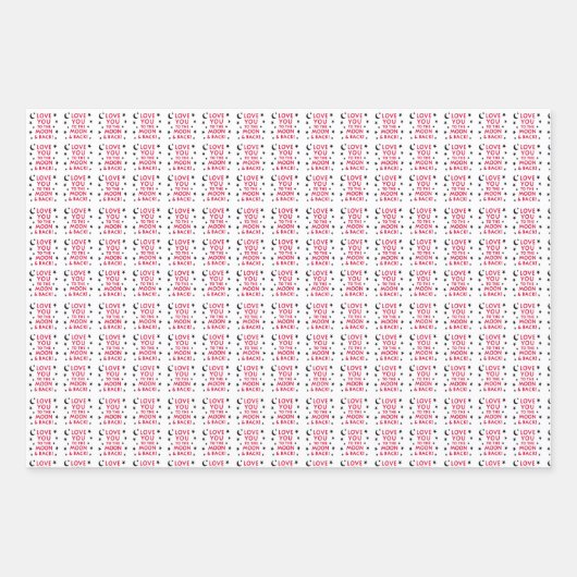 Van je houden naar de maan en rugcadeauverpakking  inpakpapier vel (Voorkant 2)