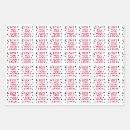 Van je houden naar de maan en rugcadeauverpakking  inpakpapier vel