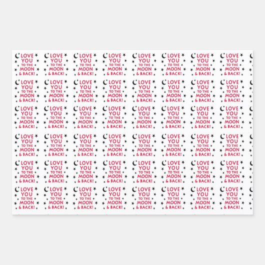 Van je houden naar de maan en rugcadeauverpakking  inpakpapier vel (Voorkant)