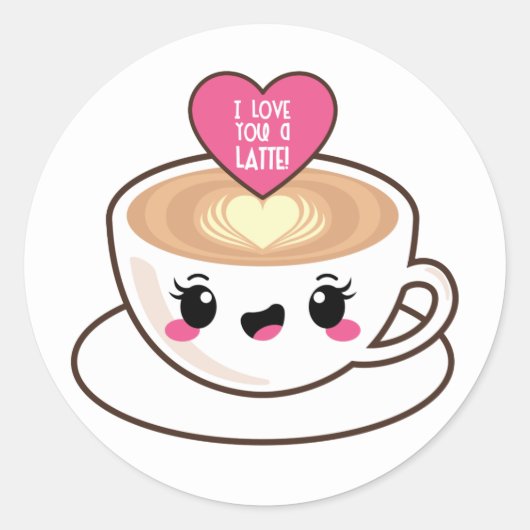 Van je houdt een Latte EMoji Ronde Sticker (Voorkant)