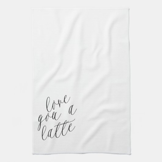 Van je houdt een Latte Kitchen Towel Valentijn Theedoek (Verticaal)