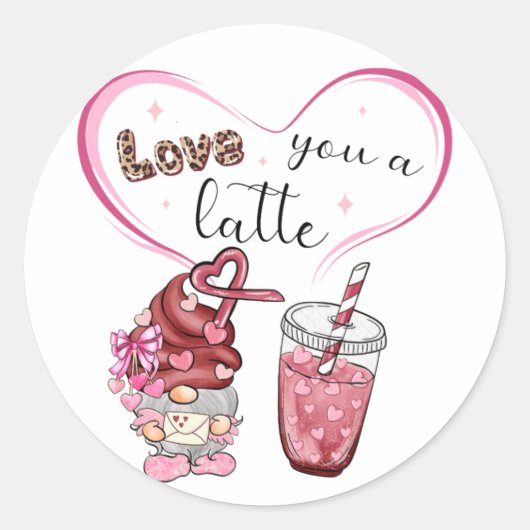 Van je houdt een Latte Valentijnsdag Ronde Sticker (Voorkant)