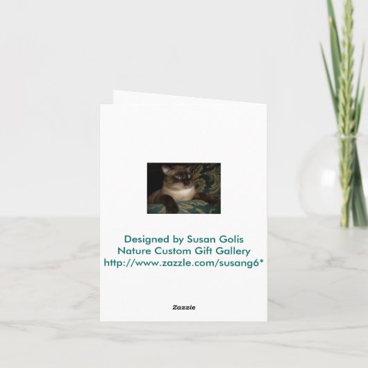 Van je kat - Siamese kat Birthday Kaart (Achterkant)