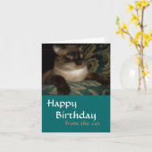Van je kat - Siamese kat Birthday Kaart (Gele Bloem)