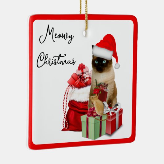 Van je kat Siamese Meowy Kerstversiering Keramisch Ornament (Rechts)