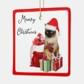 Van je kat Siamese Meowy Kerstversiering Keramisch Ornament (Links)