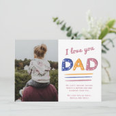 Van je vader Pink Typografie Foto Feestdagenkaart (Staand voorkant)
