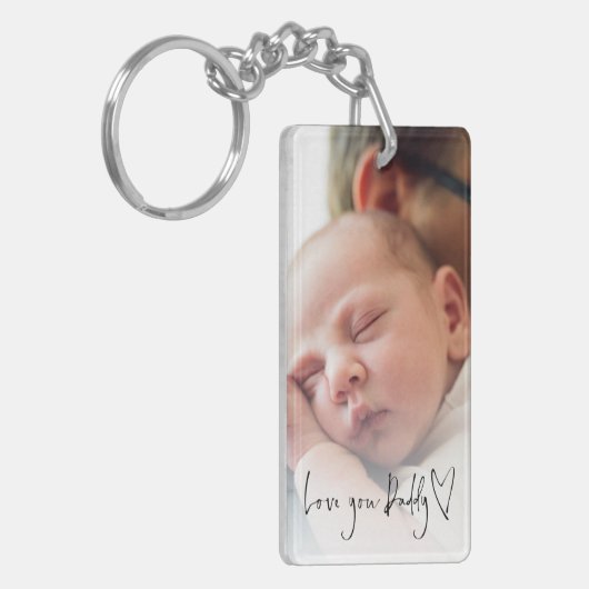 Van je vader van de Aangepaste Fotoscriptfeesten D Sleutelhanger (Voorkant Links)