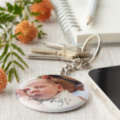 Van je vaders dag Aangepaste foto Sleutelhanger (Zijkant)