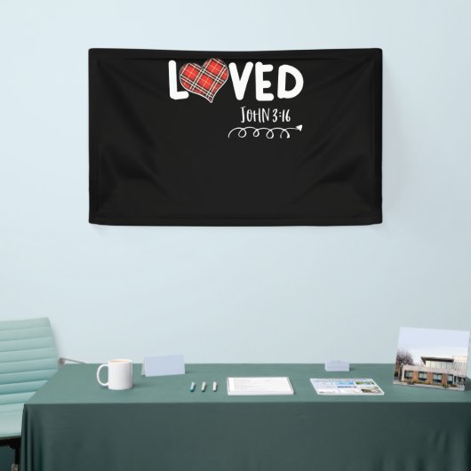 Van John 3:16 Red Pset Heart Christelijk Spandoek (Beurs)