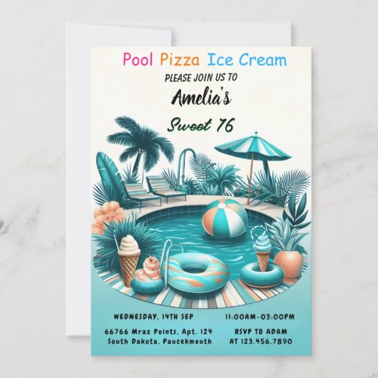 Van Jongen Leuk Tiener Volwassen Zwembad Party Zoe Kaart (Voorkant)