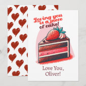 Van jou houden is een stuk cake Zoete liefde Feestdagenkaart (Voorkant / Achterkant)