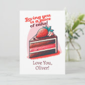Van jou houden is een stuk cake Zoete liefde Feestdagenkaart (Staand voorkant)