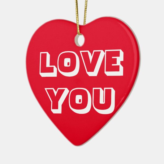 Van jou, rood wit, modern vet keramisch ornament (Links)