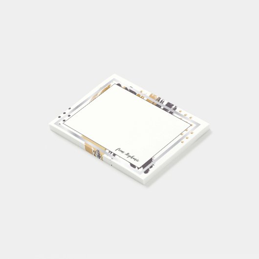 VAN JOUW NAAM | Gouden en zwarte penseelstreken Post-it® Notes (Schuin)