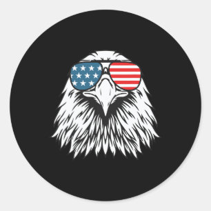 van juli Amerikaanse kale adelaar vlag - Onafhanke Ronde Sticker