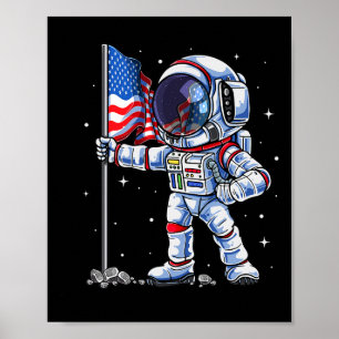 van juli astronaut VS Amerikaanse vlag grappige pa Poster