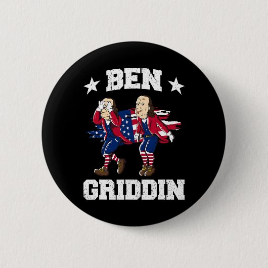 van juli Benjamin Franklin Griddy Ben Griddin 1 Ronde Button 5,7 Cm (Voorkant)