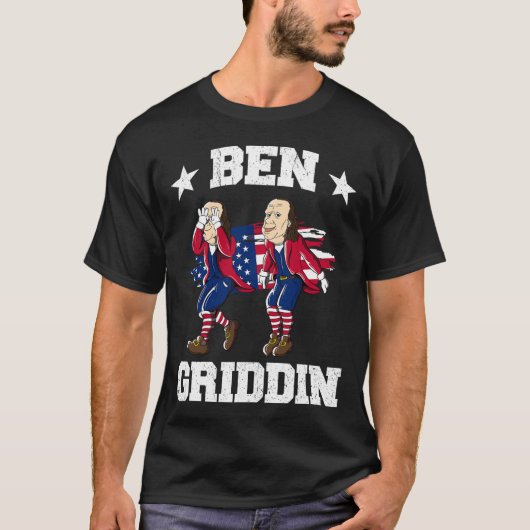 van juli Benjamin Franklin Griddy Ben Griddin 1 T-shirt (Voorkant)